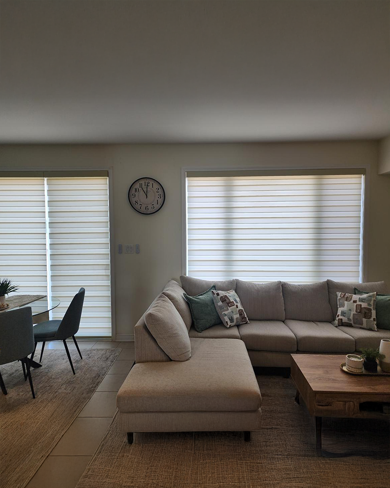 Modern living room with blinds